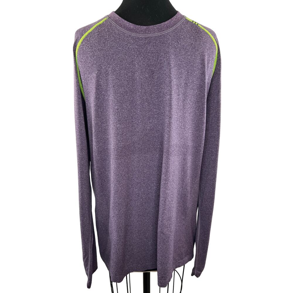 Lululemon Men's Long Sleeve Violet Purple Lime Green Swiftly Top Size XL X-Large